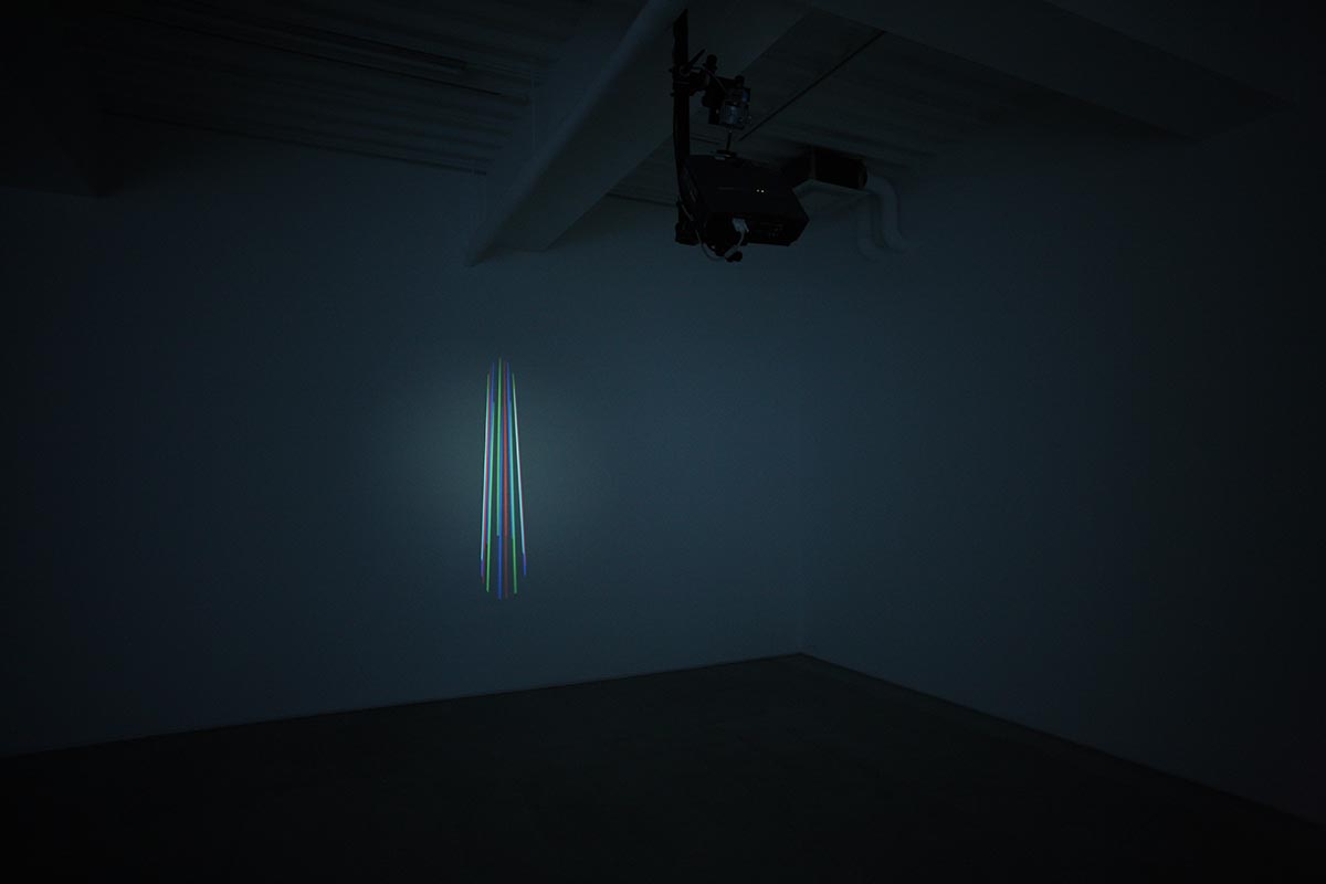 “FFFFF/0”, 2008. Video projector, rotating mirror, dimension variable, installation view. Courtesy of Ota Fine Arts.